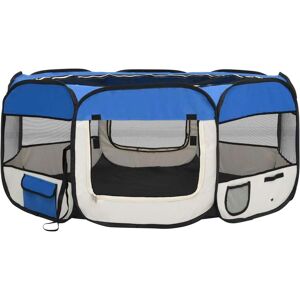 vidaXL Box per Cani Pieghevole con Borsa Trasporto Blu 145x145x61 cm