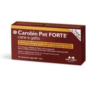 Carobin Pet Forte Mangime Complementare Per Disturbi intestinali Cani E Gatti 30 Compresse