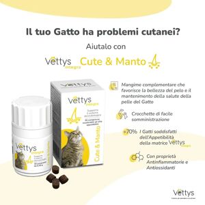 Vettys Integra Cute&Manto Integratore Per la Bellezza del Pelo e la Pelle del Gatto 30 Compresse Masticabili