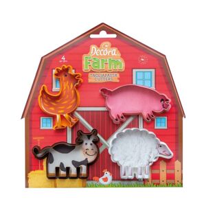 Decora Set 4 Cutters Tagliapasta In Plastica Animali Gallo, Maialino, Pecora E Mucca