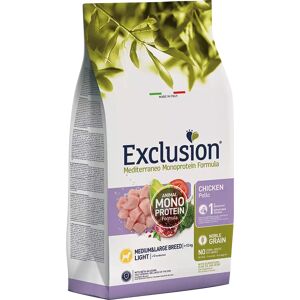 EXCLUSION Cane Mediterraneo Monoprotein Adulto Medium&Large; Light Pollo 3 Kg 3.00 kg