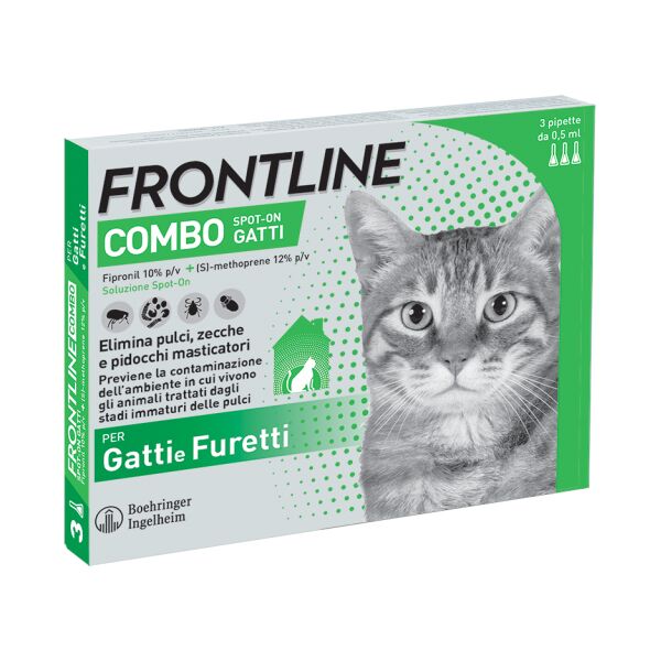 boehringer vet frontline frontline combo spoton gatti e furetti 3 pipette da 0,5ml