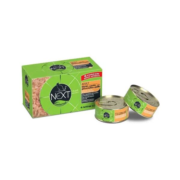 next natural cat lattina multipack 6x50g filetti di pollo e prosciutto