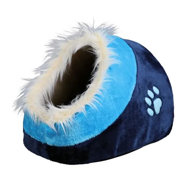 trixie cane cuccia igloo minou peluche azzurro cm.35