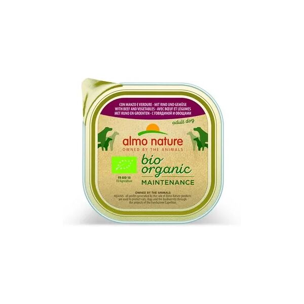 almo nature bio organic maintenance dog vaschetta multipack 9x300g manzo e verdura