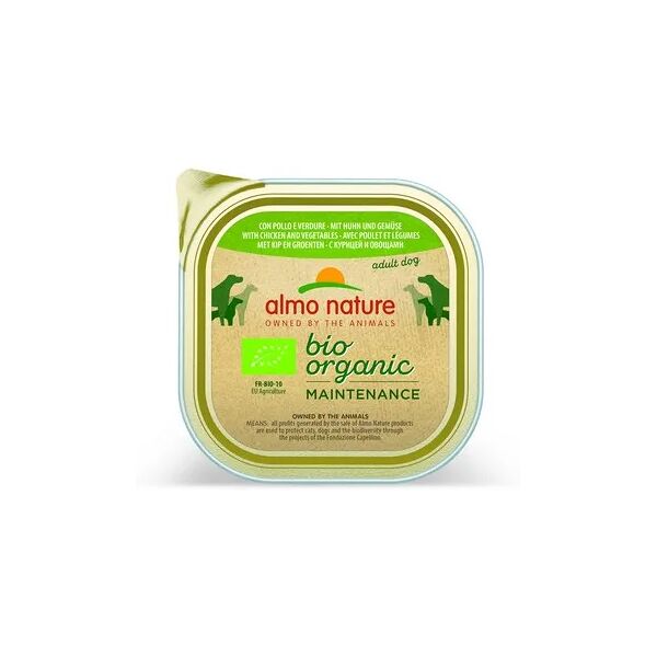 almo nature bio organic maintenance dog vaschetta multipack 9x300g pollo e verdura