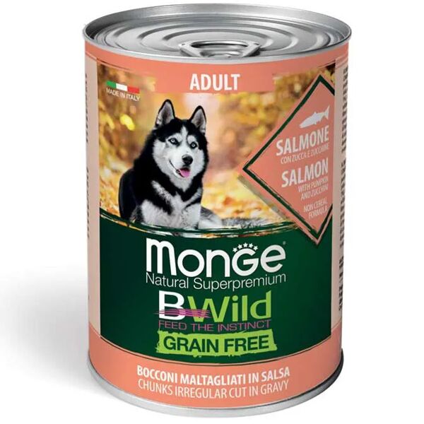 monge natural superpremium bwild dog lattina 400g salmone con zucca