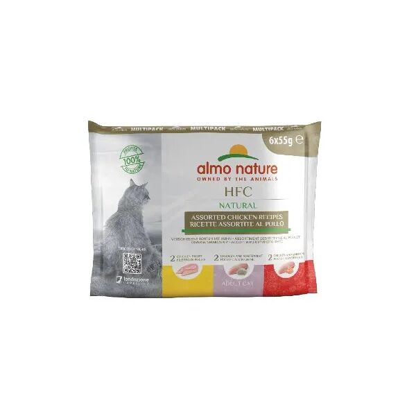 almo nature hfc natural cat busta multipack 6x55g pollo