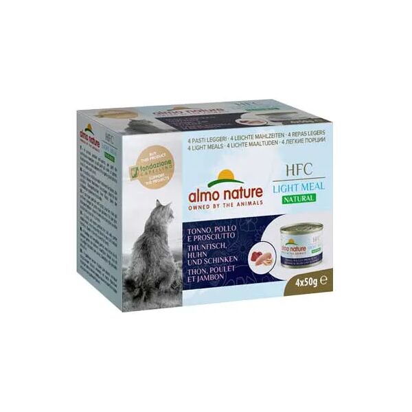 almo nature hfc light meal natural cat lattina multipack 4x50g tonno pollo e prosciutto