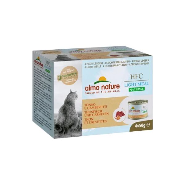 almo nature hfc light meal natural cat lattina multipack 4x50g tonno e gamberetti