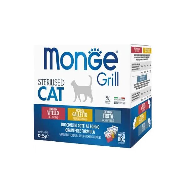 monge grill cat sterilised busta multipack 12x85g mix carne e pesce