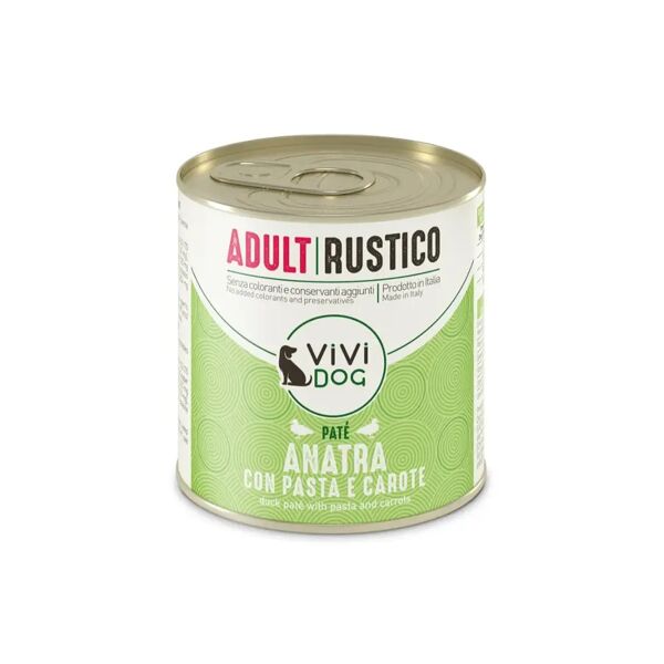 vivi dog adult rustico lattina multipack 6x300g anatra con pasta e carote