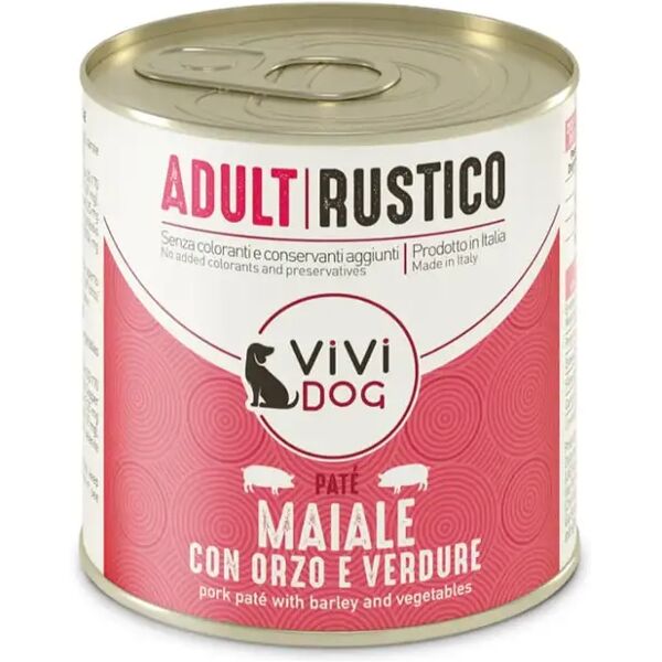 vivi dog adult rustico lattina multipack 6x300g maiale con orzo e verdure