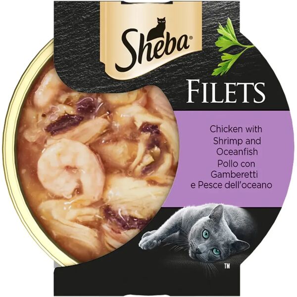 sheba filets cat lattina multipack 32x60g pollo gamberetti e pesce dell'oceano