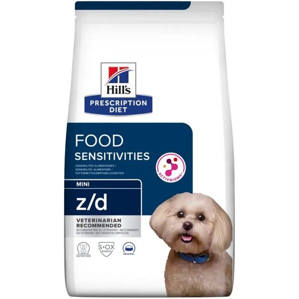 hills hill's prescription diet z/d food sensitivies mini alimento secco per cani 6kg