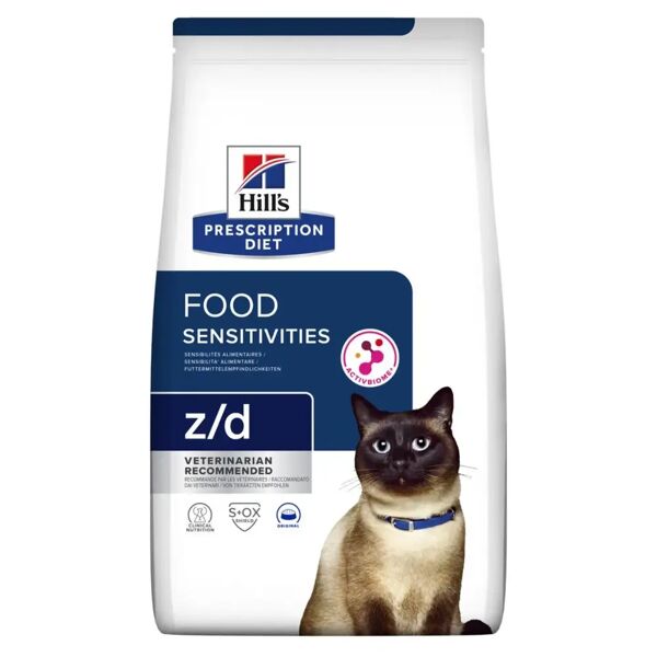 hills hill's prescription diet z/d food sensitivies alimento secco per gatti 3kg
