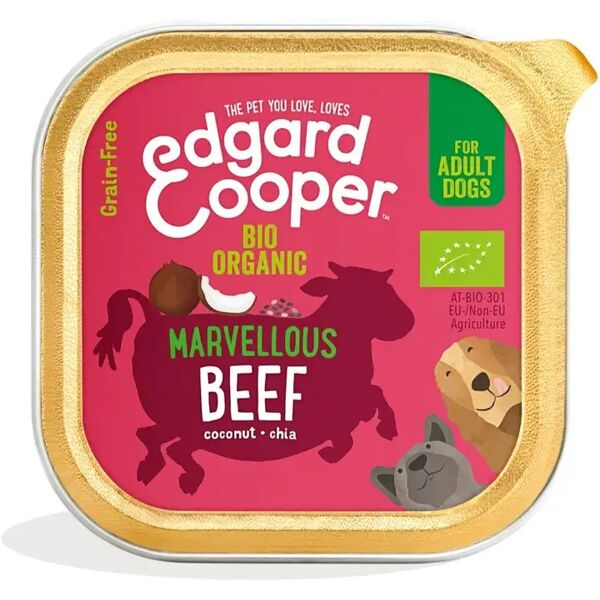 edgard cooper edgard & cooper bio organic dog vaschetta multipack 17x100g manzo