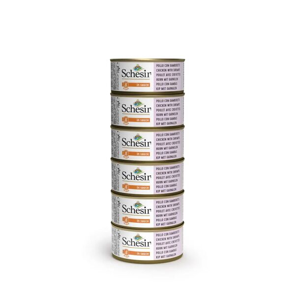 schesir cat lattina multipack 6x70g pollo con gamberetti