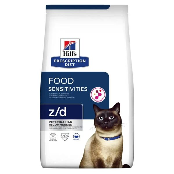 hills hill's prescription diet z/d food sensitivies alimento secco per gatti 6kg