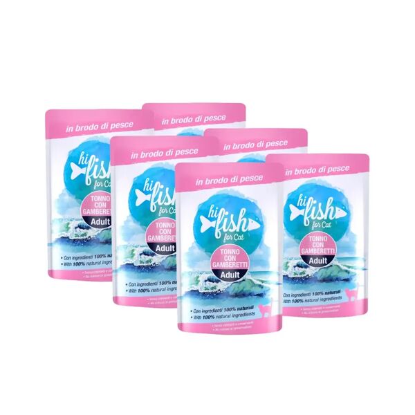 hi fish cat busta multipack 6x70g tonno con gamberetti