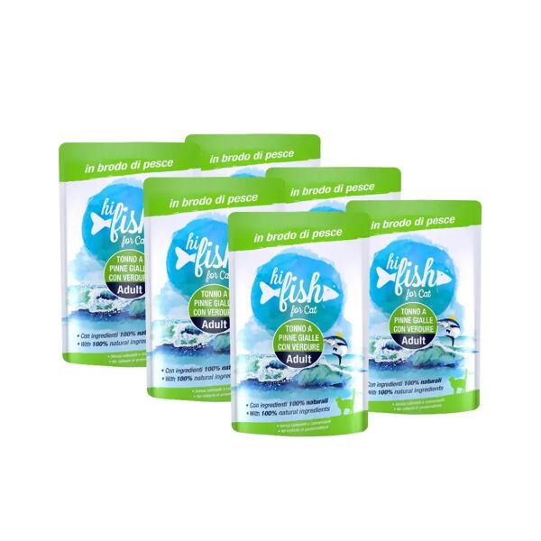 hi fish cat busta multipack 6x70g tonno a pinne gialle con verdure