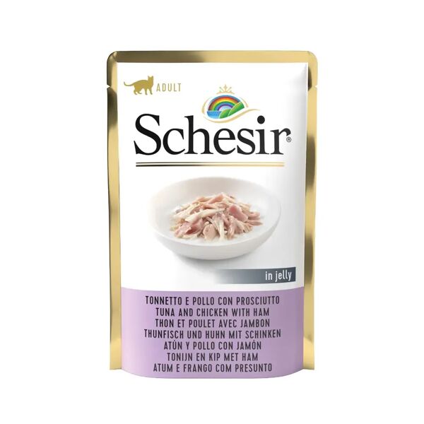 schesir cat busta multipack 6x85g tonnetto e pollo con prosciutto