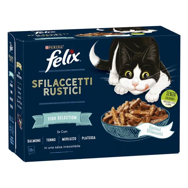 felix sfilaccetti rustici cat busta multipack 12x80g mix pesce