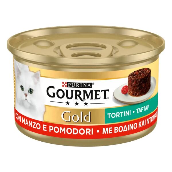 gourmet gold tortini cat lattina multipack 24x85g manzo e pomodoro