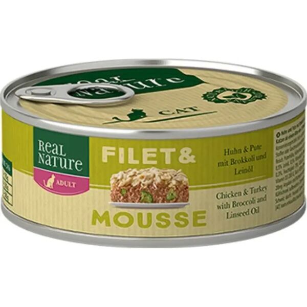 real nature filetti mousse 85g pollo e tacchino con broccoli