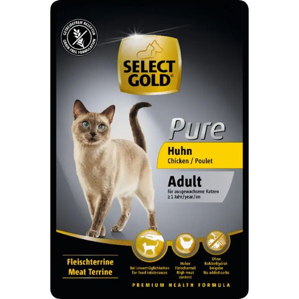 select gold pure cat adult paté busta multipack 12x85g pollo