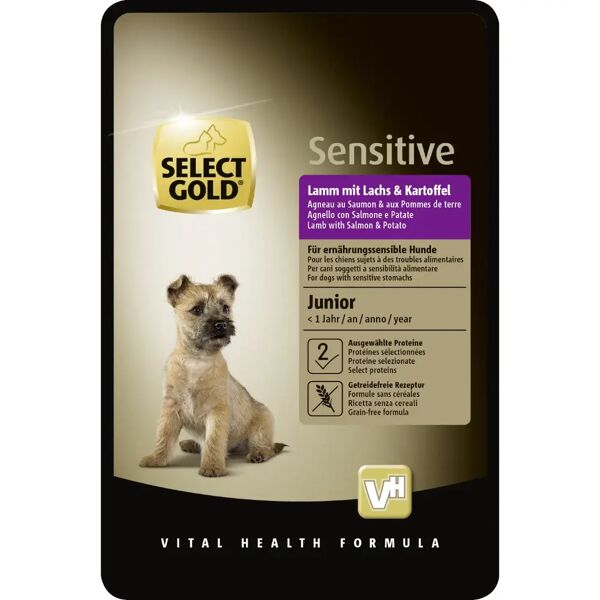 select gold sensitive puppy busta multipack 12x100g agnello con salmone e patate