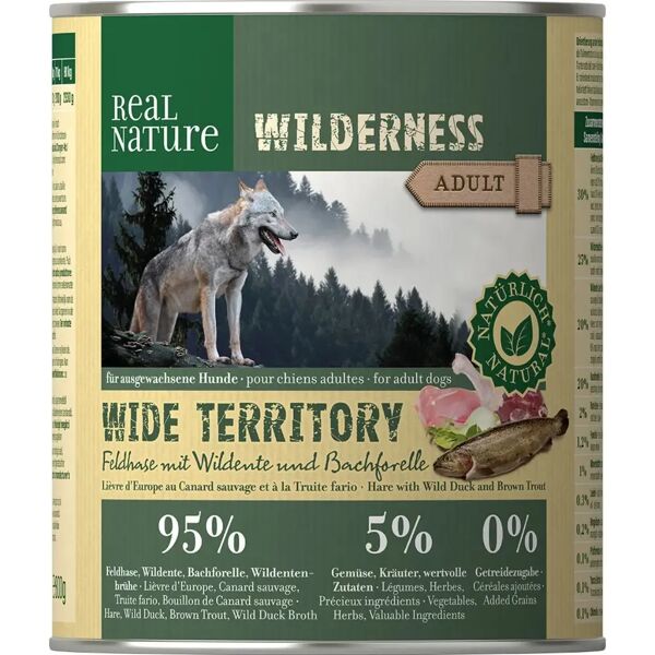real nature wilderness dog lattina 800g lepre con anatra e trota