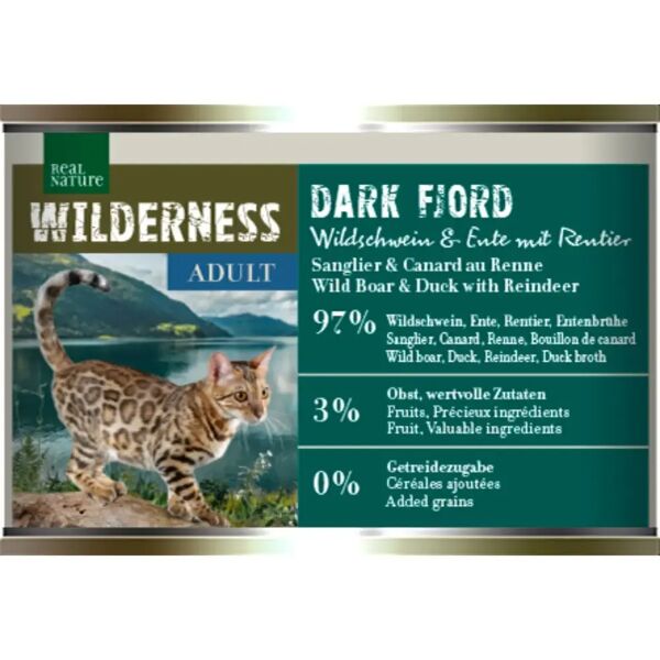 real nature wilderness cat paté lattina  multipack 6x200g cinghiale con anatra e renna