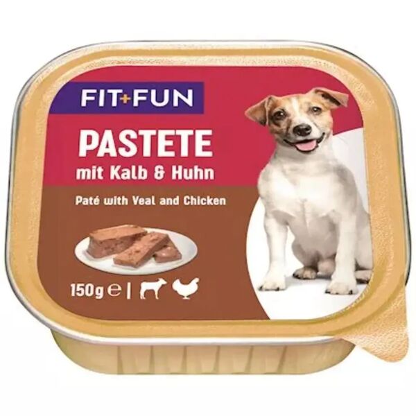 fit and fun fit+fun dog vaschetta multipack 11x150g vitello con pollo
