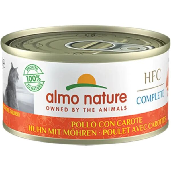 almo nature hfc complete cat lattina multipack 24x70g pollo con carote