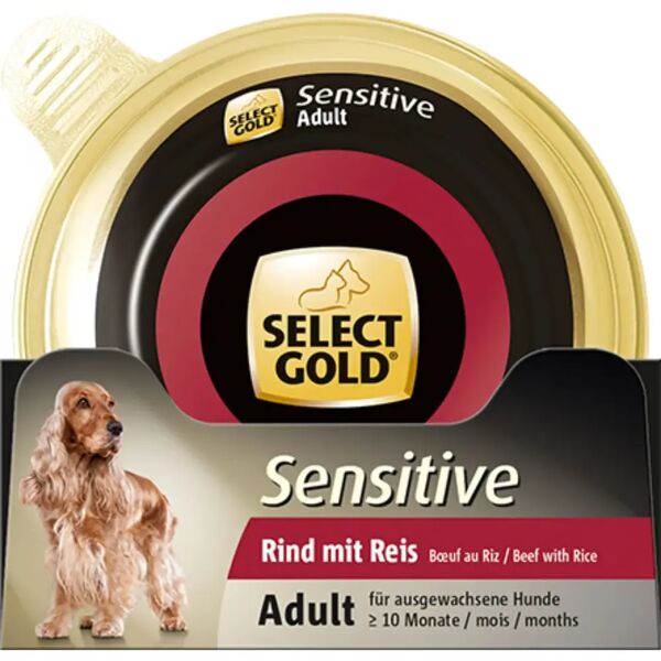 select gold sensitive dog vaschetta multipack 10x125g manzo con riso