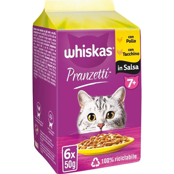 whiskas pranzetti senior busta multipack 6x50g pollo e tacchino