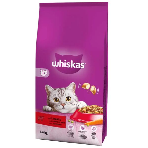whiskas secco gatto adult 1+ manzo 1.4kg