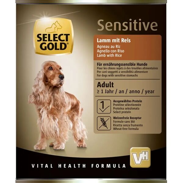 select gold sensitive dog lattina 800g agnello con riso