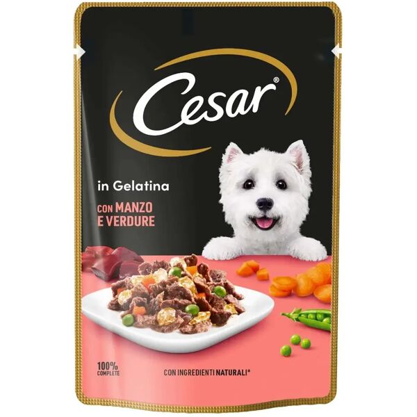 cesar dog busta in gelatuna multipack 24x100g manzo e verdure