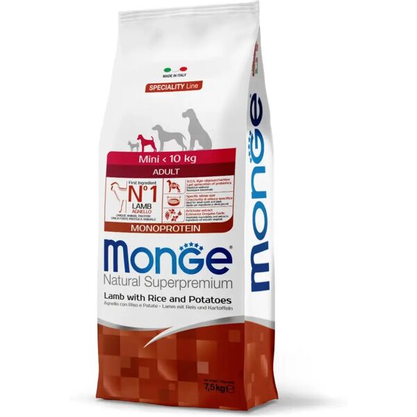 monge natural superpremium mini adult monoprotein agnello con riso e patate 7.5kg