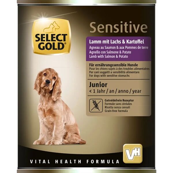 select gold sensitive puppy lattina 400g agnello con salmone e patate