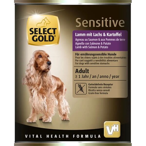 select gold sensitive dog lattina 400g agnello con salmone e patate