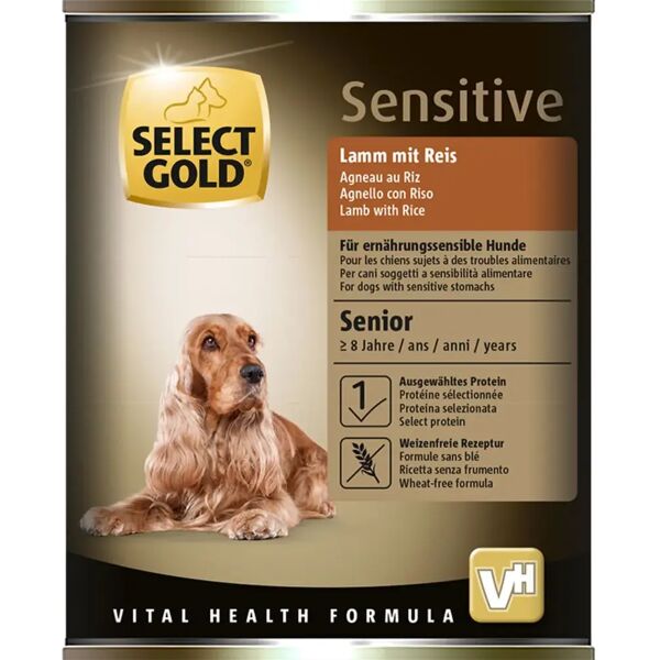 select gold sensitive dog senior lattina 400g agnello con riso