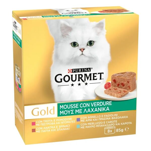 gourmet gold mousse con verdure cat lattina multipack 8x85g mix carne e pesce