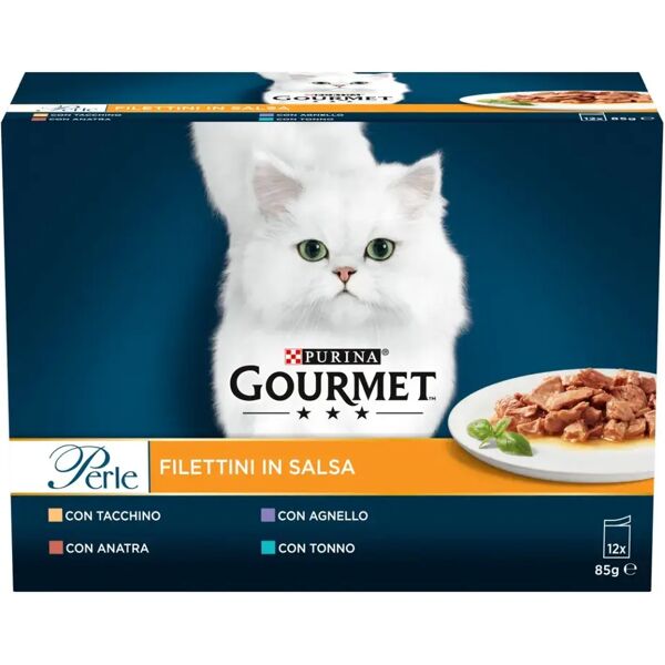 gourmet perle filettini in salsa cat busta multipack 12x85g mix carne e pesce