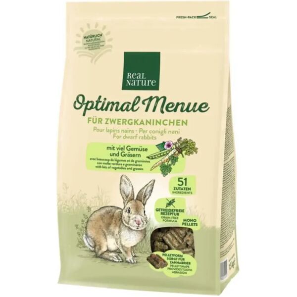 real nature mangime per coniglio nano optimal menu 1.5kg