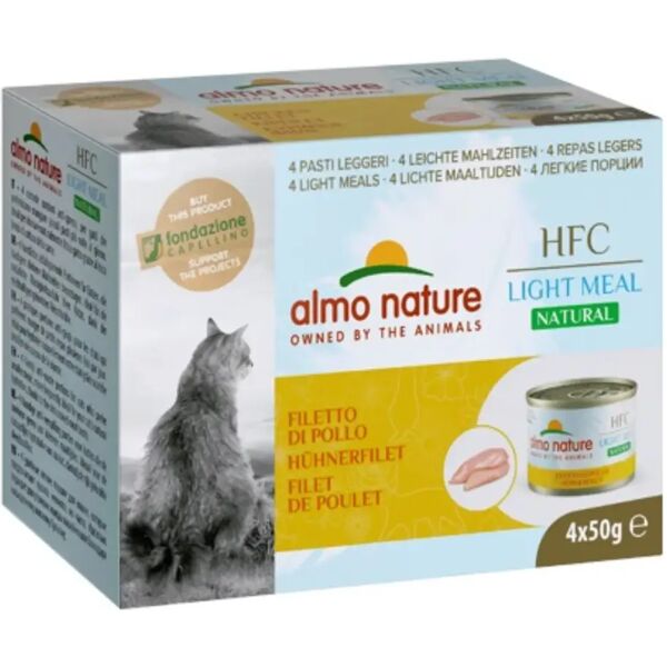 almo nature hfc light meal natural cat lattina multipack 4x50g filetto di pollo