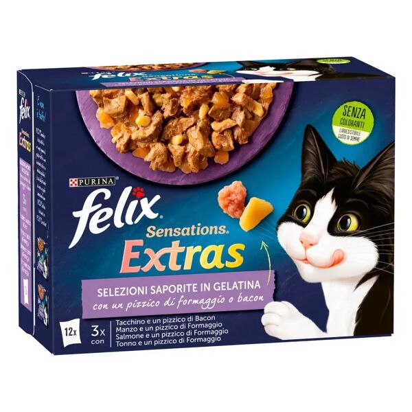 felix sensations extras cat busta multipack 12x85g mix carne e pesce