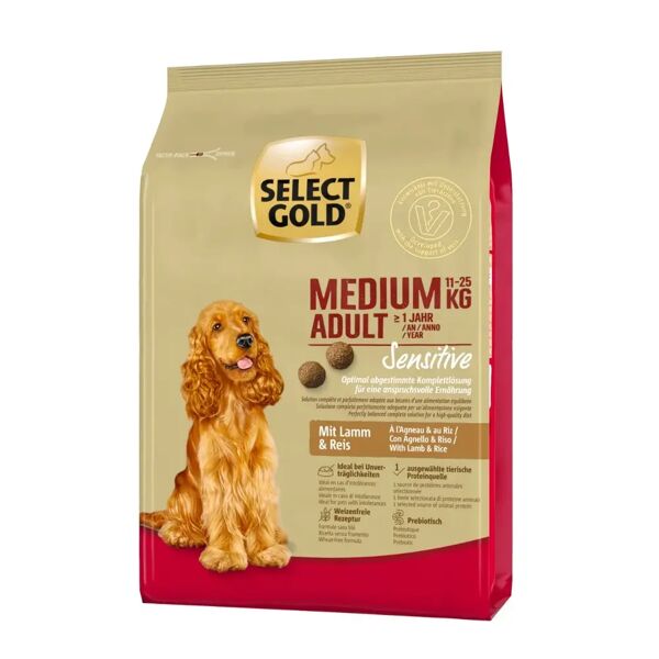 select gold sensitive medium adult con  agnello e riso 4kg